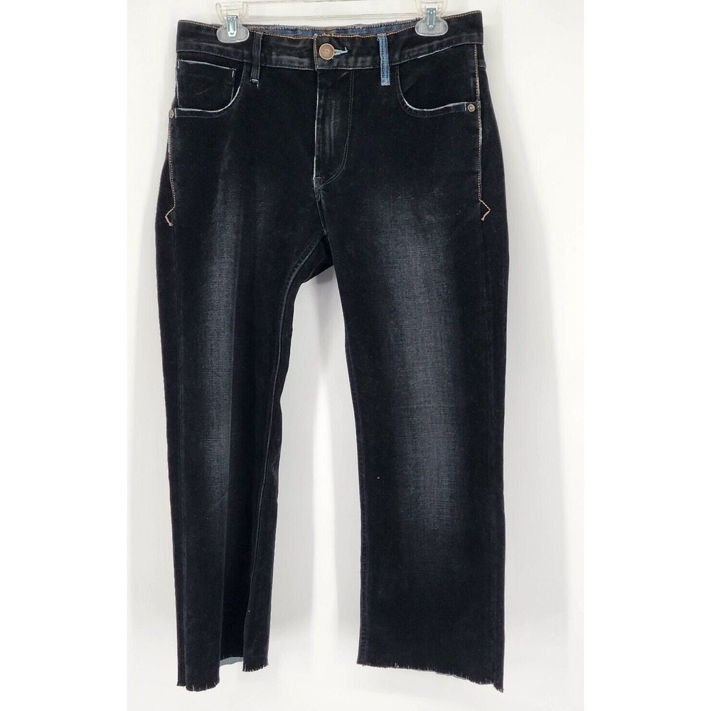 Robert Graham‎ Classic Yates Velvet Jeans Pants Men's 30x25  Black Raw Hem EUC